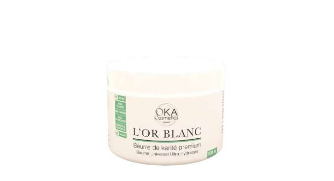 OKA Cosmetics L’Or Blanc premium shea butter, ultra-hydrating balm 500ml jar