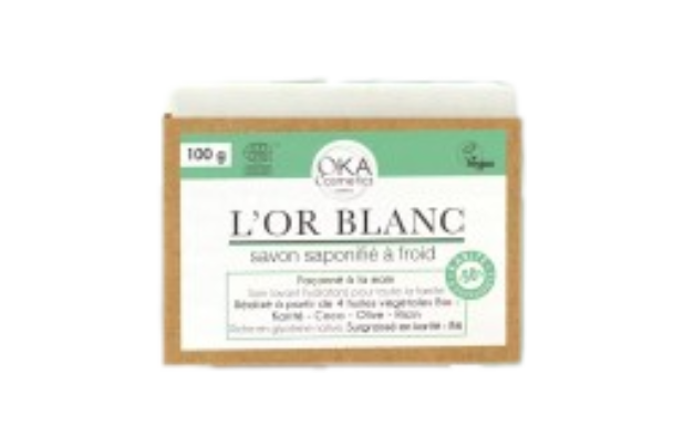 OKA Cosmetics L’Or Blanc cold-processed soap bar with shea butter, 100g