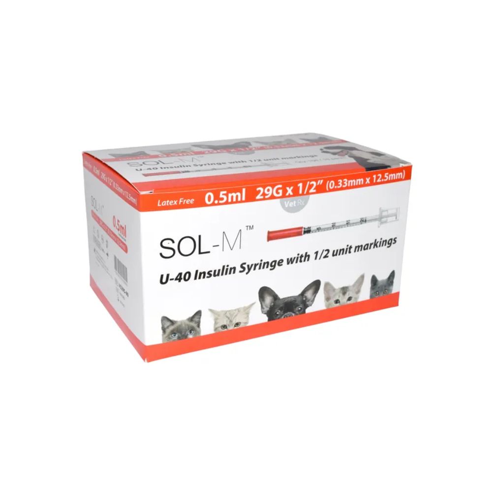 Sol-Vet 0.5ml 29g x 0.5 inch U40 Syringe with Fixed Needle