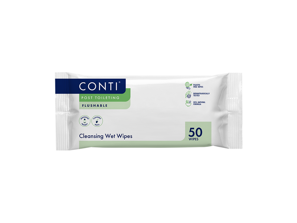Conti Post Toileting Large Wet Wipes Fragrance Free 50 Wipes
