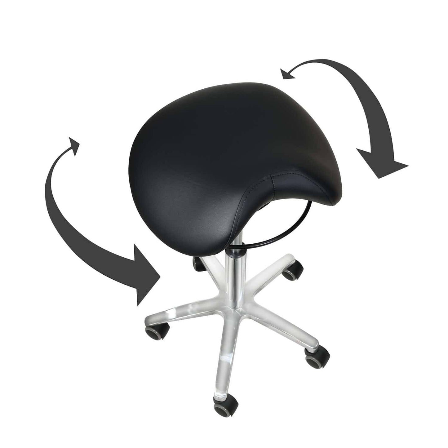 Black Saddle Stool with Swing Mechanism - UKMEDI