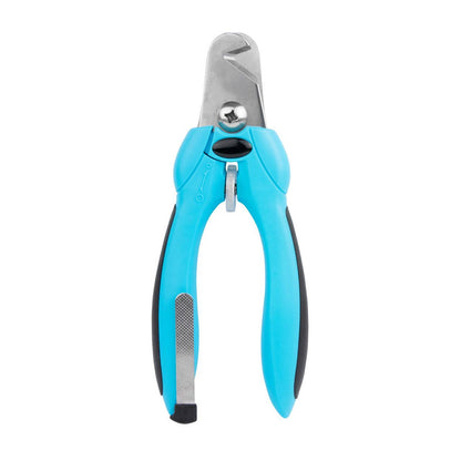 Blue Teqler pet nail clippers with safety guard and ergonomic handle