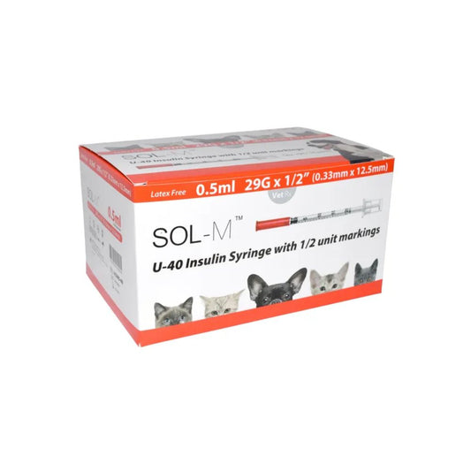 Sol-Vet 0.5ml 29g x 0.5 inch U40 Syringe with Fixed Needle