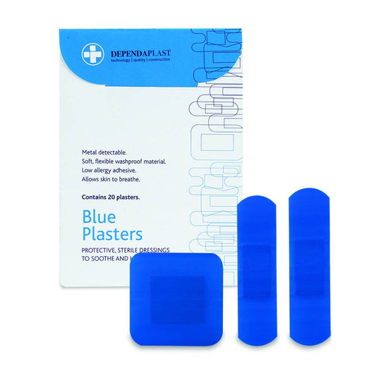 Dependaplast Blue Plasters Assorted Pack of 20