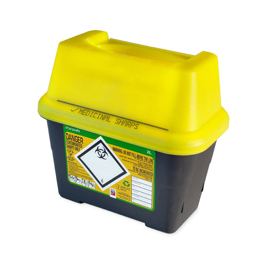 Frontier 2 litre Sharpsafe Yellow sharps bin