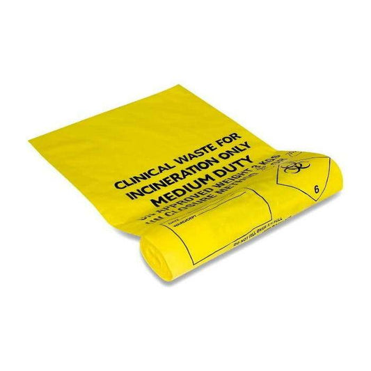 20 Litre Yellow Medium Duty Clinical Waste Sack x 50 CX50/CWMD2 UKMEDI.CO.UK