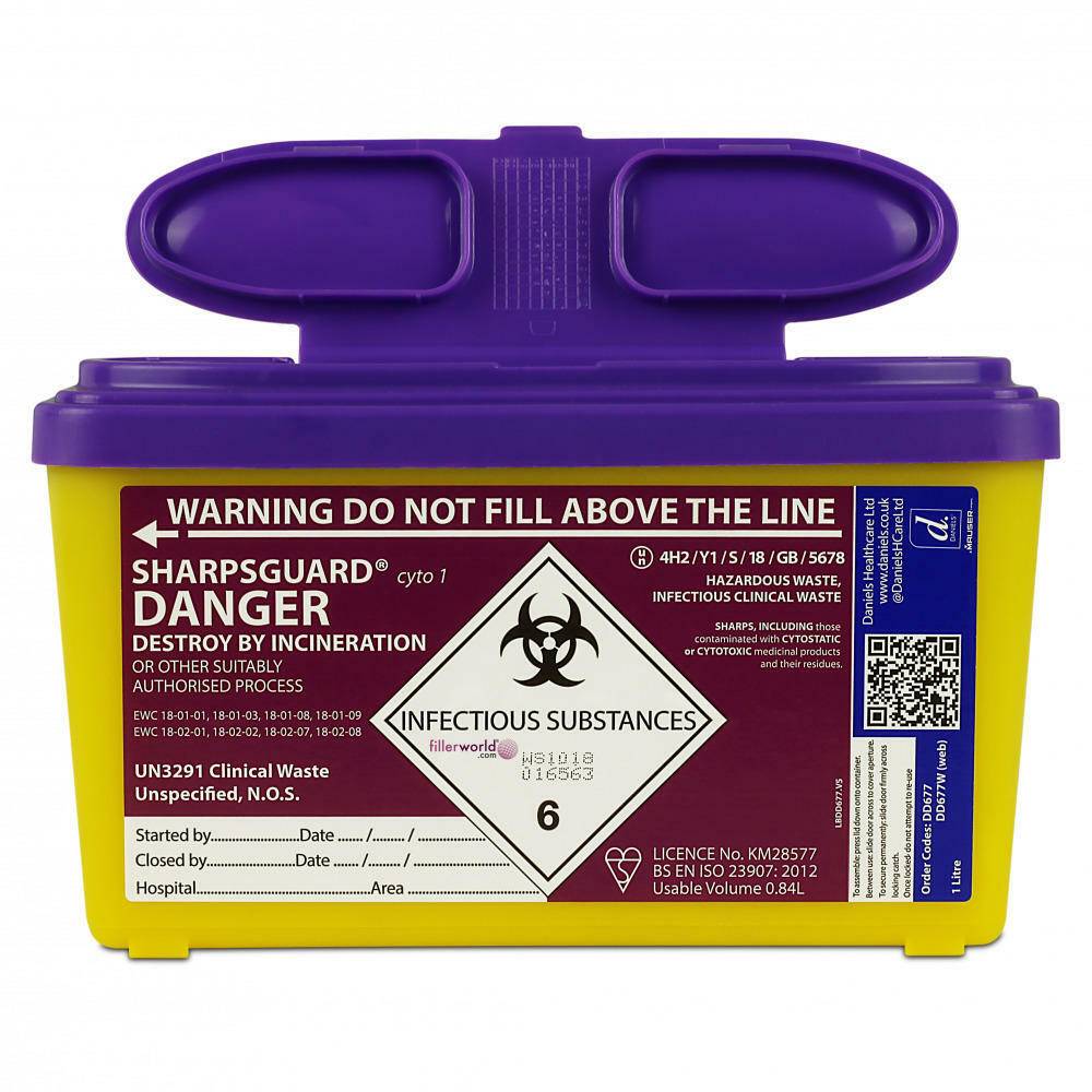 1 Litre Sharpsguard Purple Sharps Bin