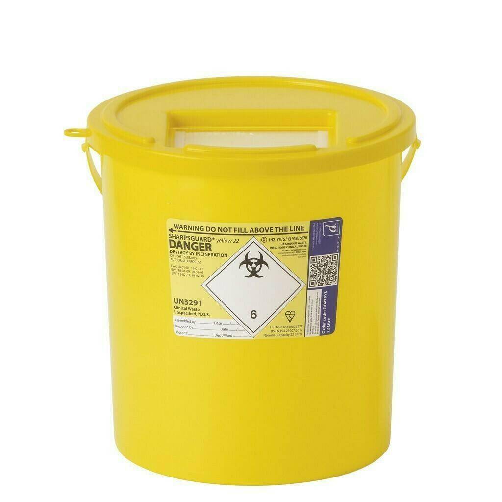 22 Litre Sharpsguard Yellow Sharps Bin