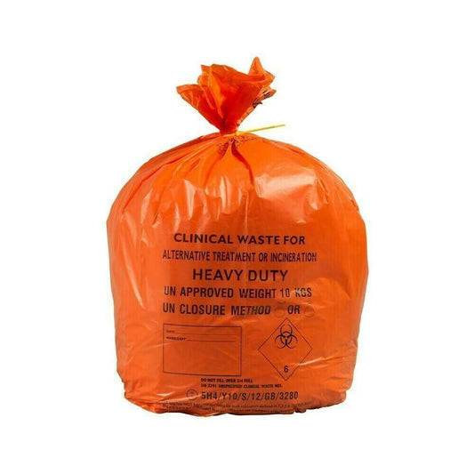 20L Orange Clinical Waste Bags Roll of 50 ORCP174 UKMEDI.CO.UK