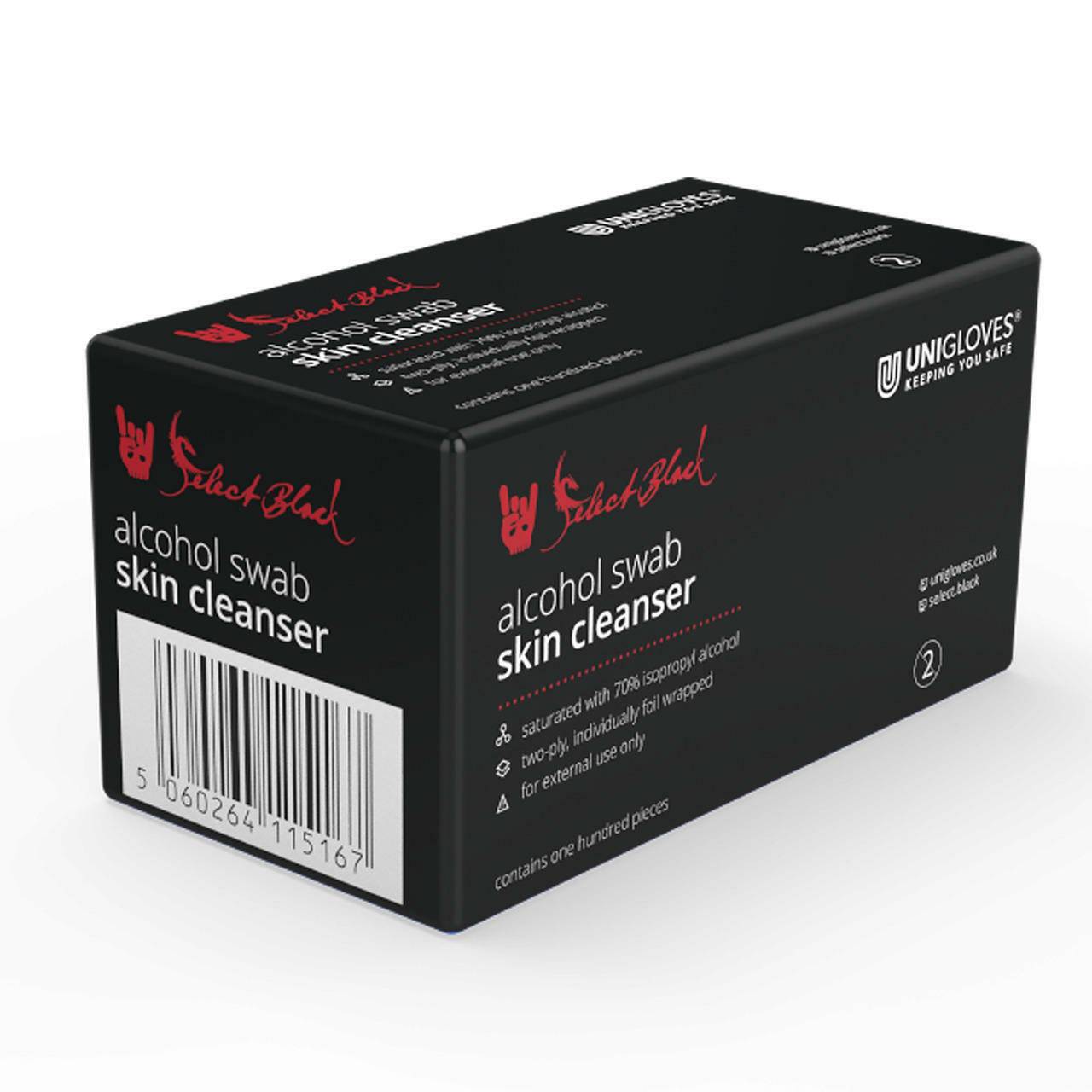 Unigloves Select Black Alcohol Swab Skin Cleanser