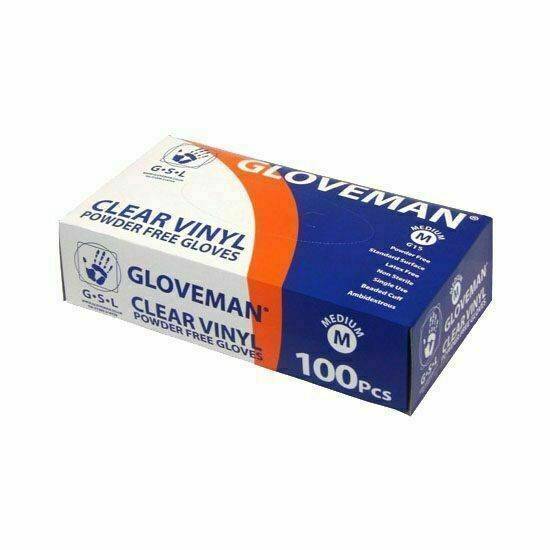 Gloveman Powder Free Clear Vinyl Gloves