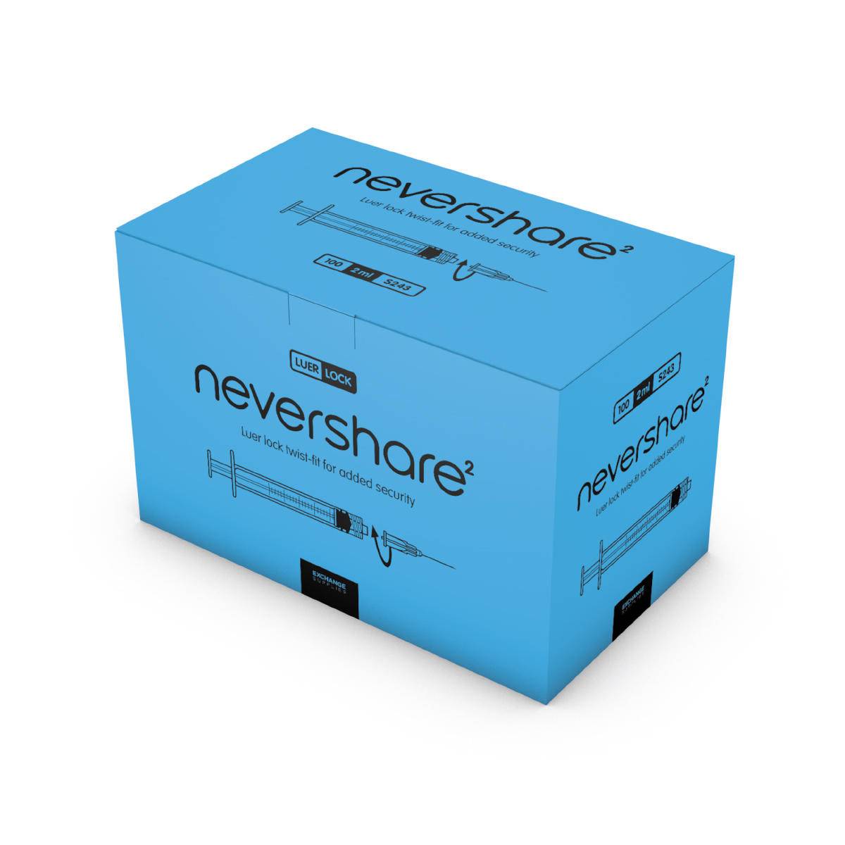 Nevershare 2.5ml Blue Nevershare Luer Lock Syringes S243 UKMEDI - UK Medical Supplies