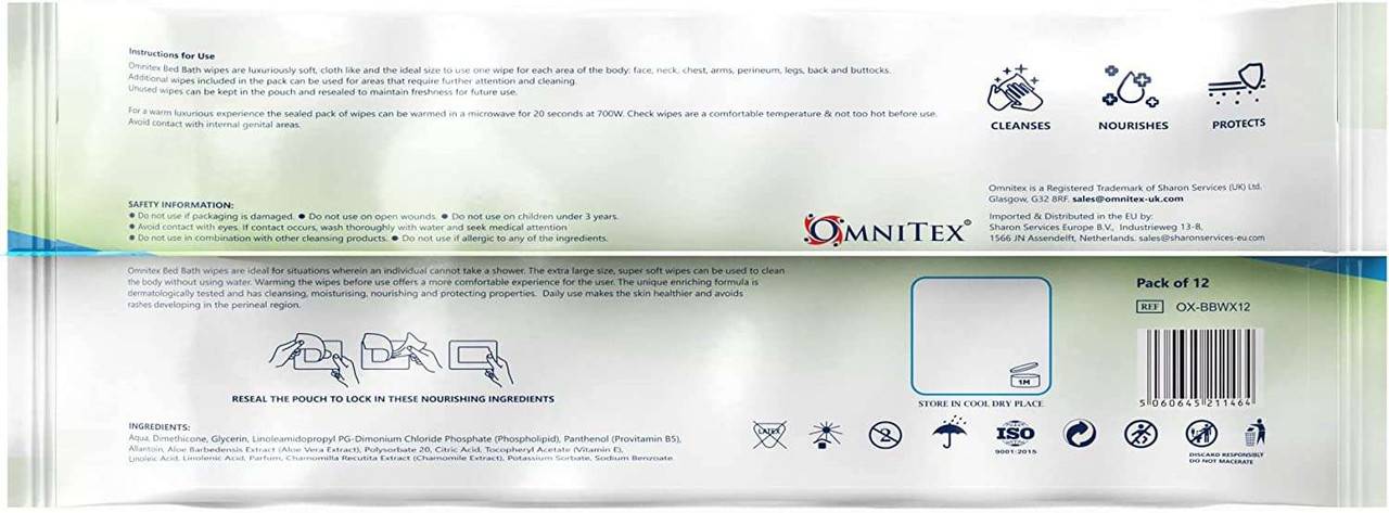 OMNITEX - Omnitex Premium Bed Bath Wipes - Pack of 12 - OX-BBWX12 UKMEDI.CO.UK UK Medical Supplies