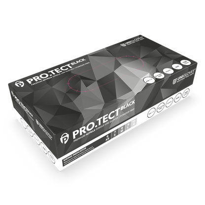 PRO.TECT Black Nitrile Gloves Box of 100