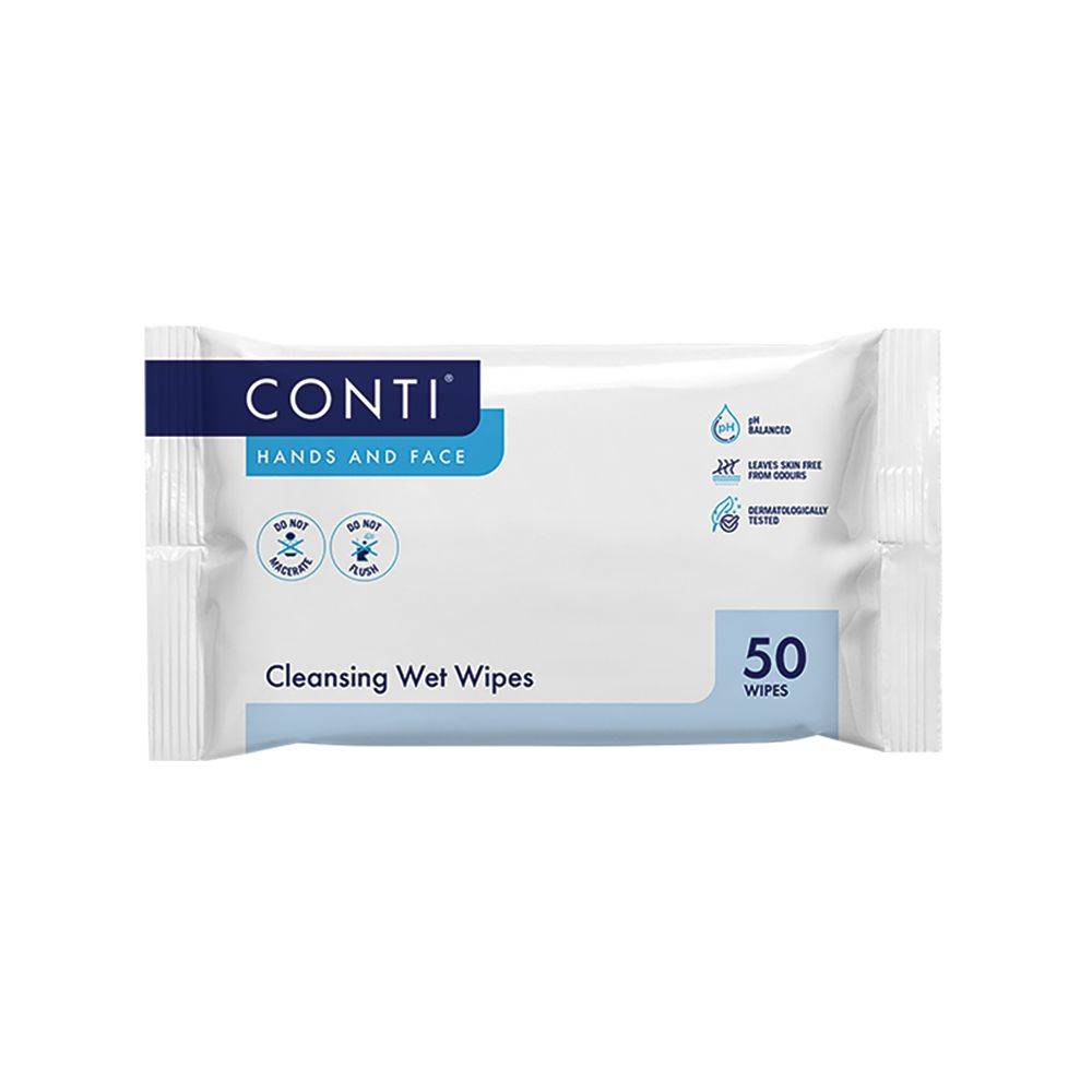 29.5cm x 22cm Conti Hands and Face Wipes Pack of 50