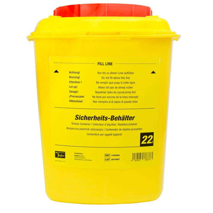 22 Litre Teqler Yellow Sharps Bin