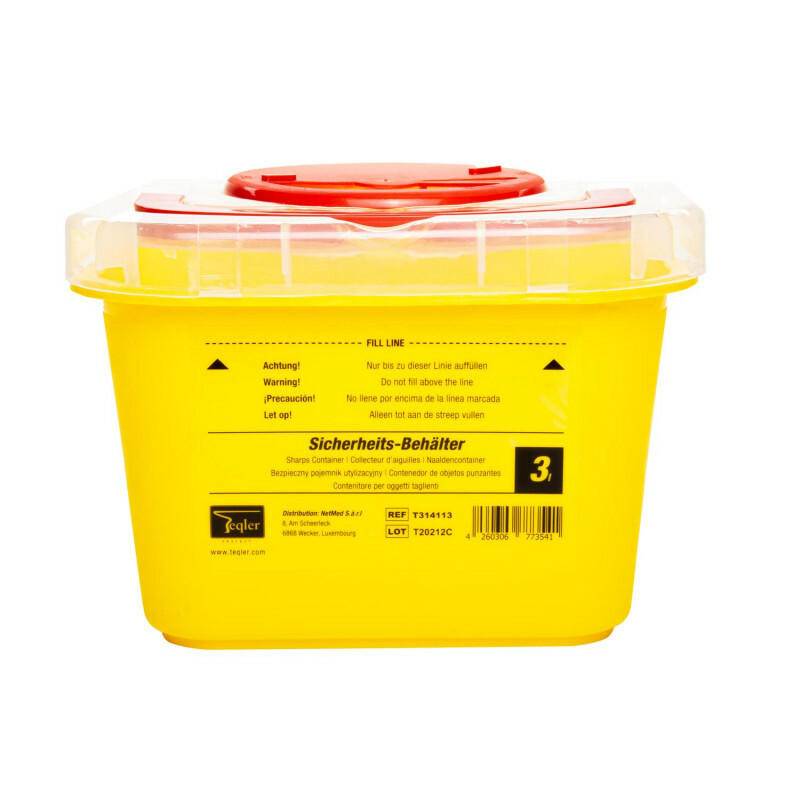 3 litre Teqler Yellow sharps bin