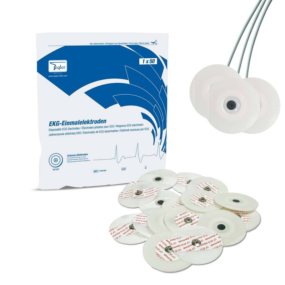 Teqler - Disposable ECG Electrodes for Button Adapters Foam Pack of 50 - 128186 UKMEDI.CO.UK UK Medical Supplies