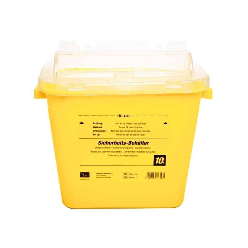 10 Litre Teqler Yellow Sharps Bin - UKMEDI - UK MEDICAL SUPPLIES