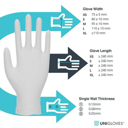 Unigloves White Pearl Nitrile Gloves